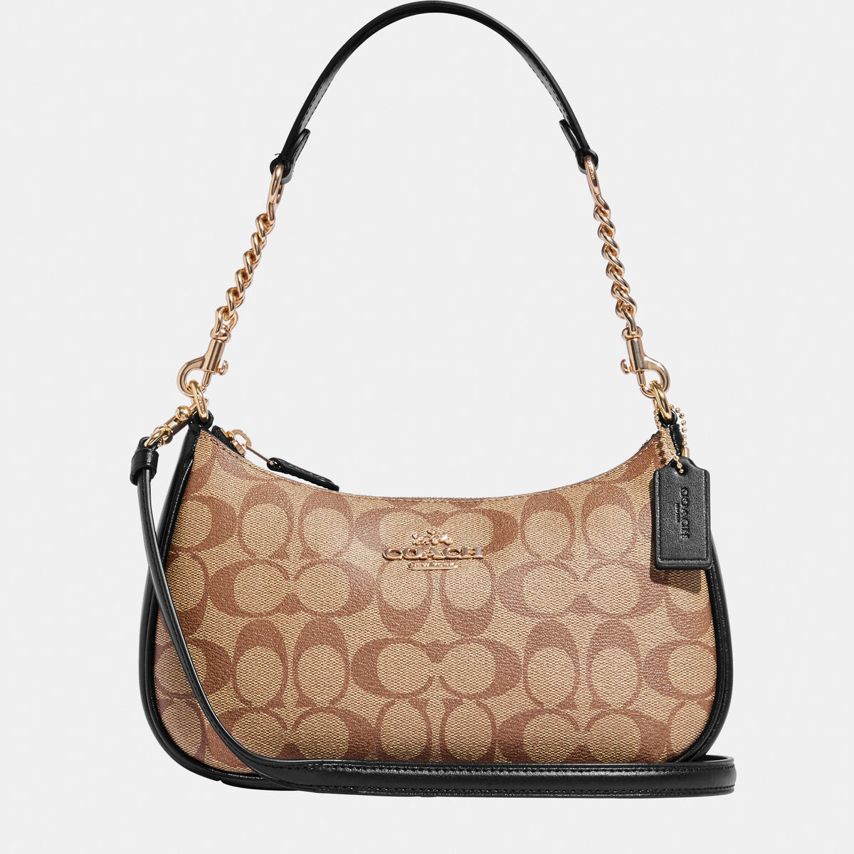Coach Teri Shoulder Bag Brown With Black