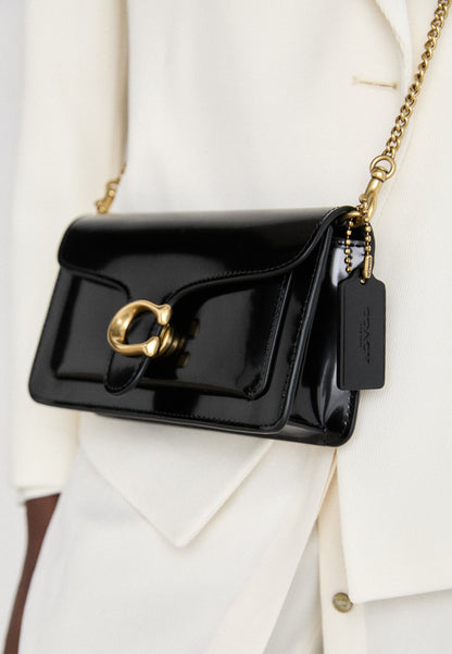 Tabby 20 spazzolato leather chain clutch bag- Black