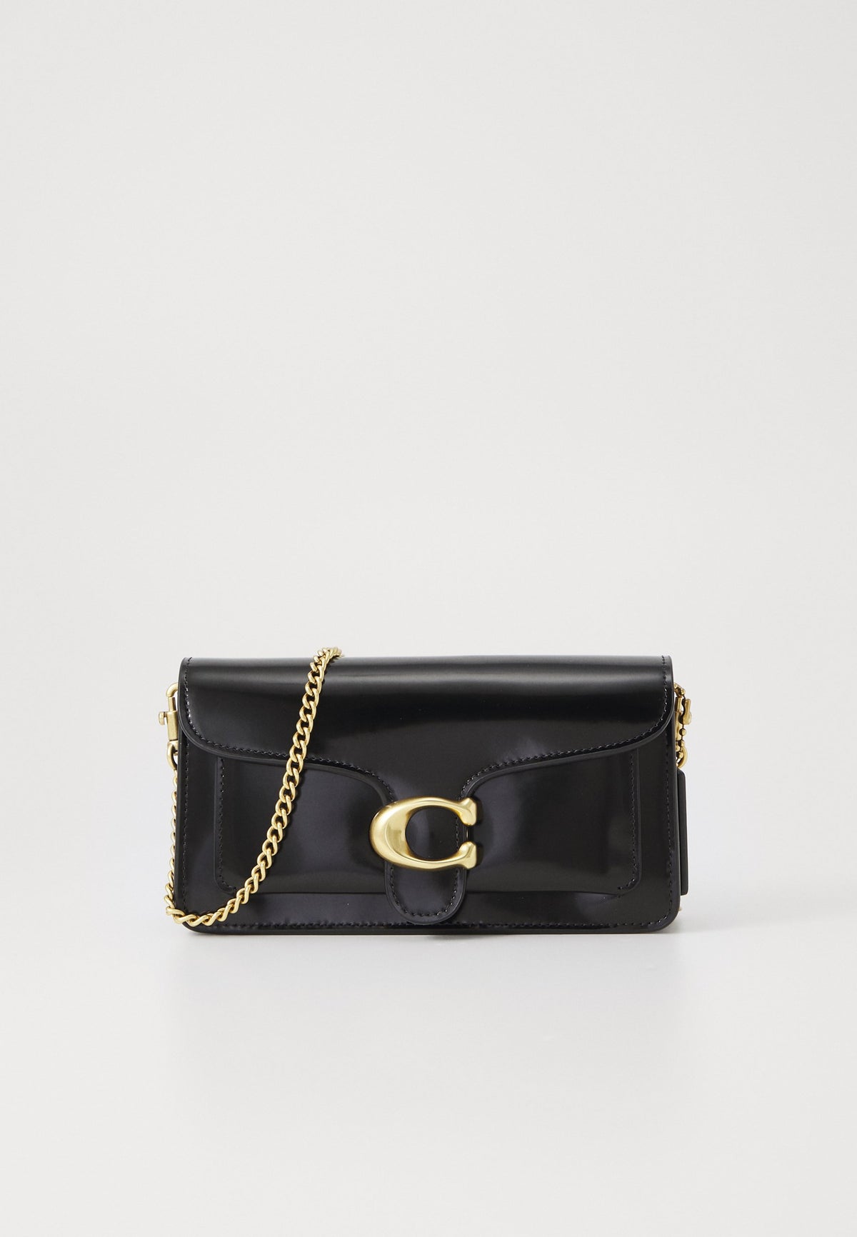 Tabby 20 spazzolato leather chain clutch bag- Black