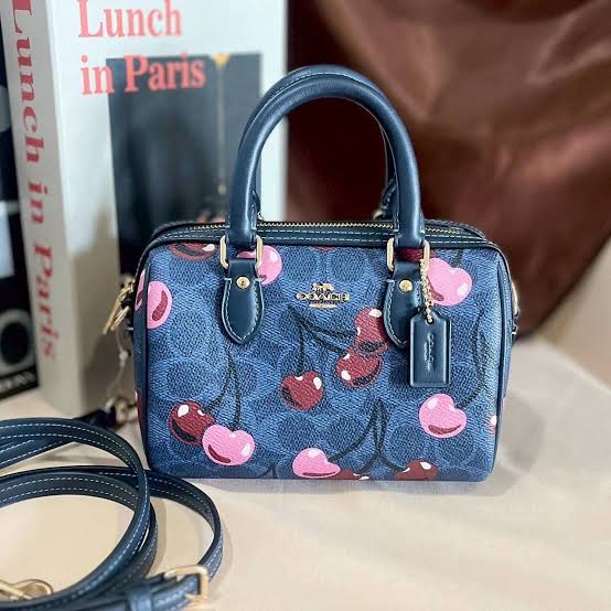 Coach Mini Rowan Crossbody Bag In Signature Canvas with Cherry Print