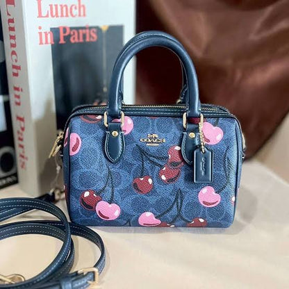 Coach Mini Rowan Crossbody Bag In Signature Canvas with Cherry Print