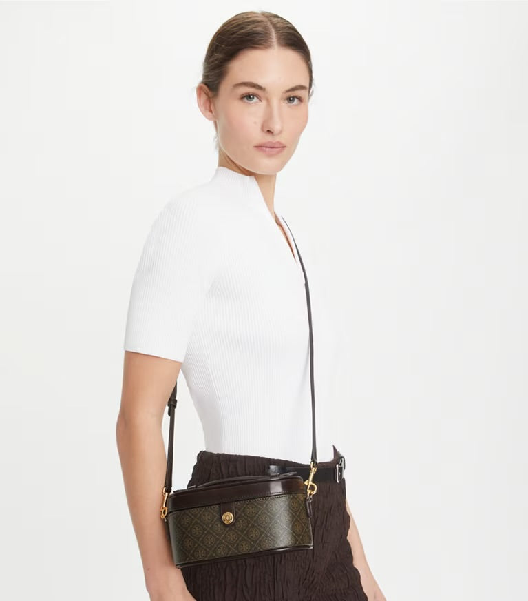 T Monogram Vanity Bag - Brown