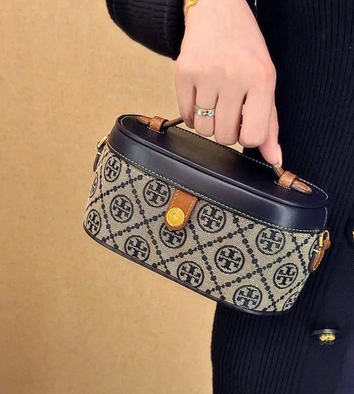 T Monogram Jacquard Vanity Bag - Blue