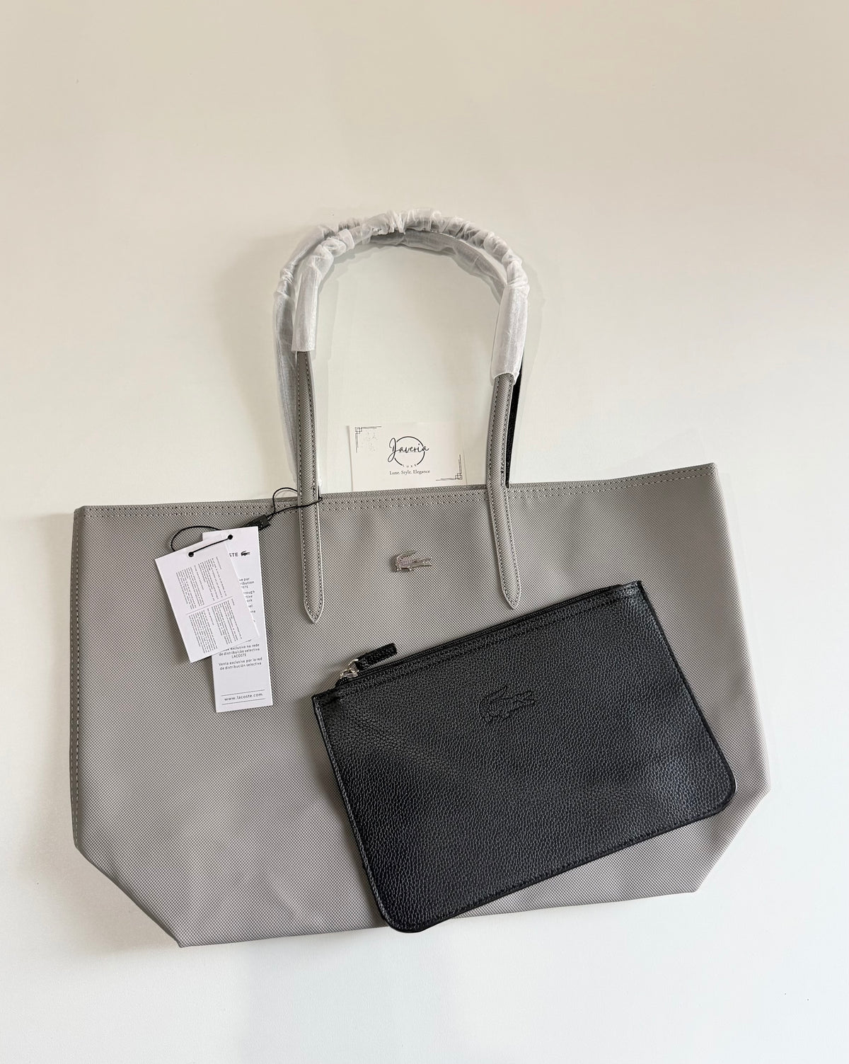 Anna Reversible Tote Bag & Pouch - Grey with Black