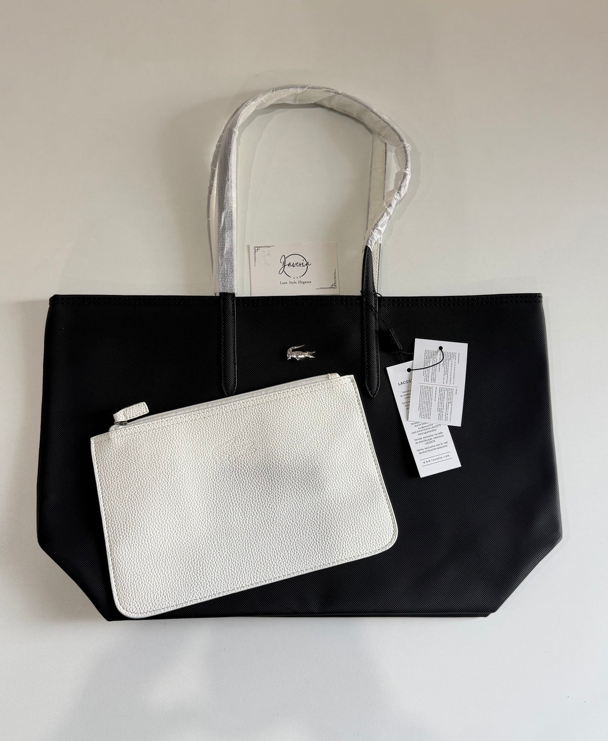 Anna Reversible Tote Bag & Pouch - Black with White