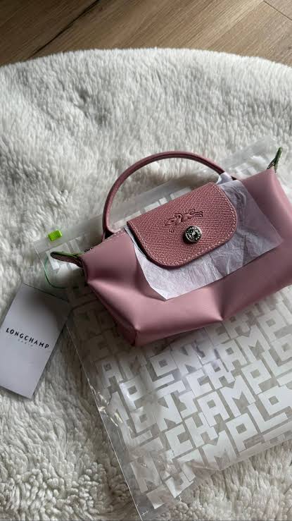 LE PLIAGE ORIGINAL POUCH WITH HANDLE PINK - Recycled Canvas