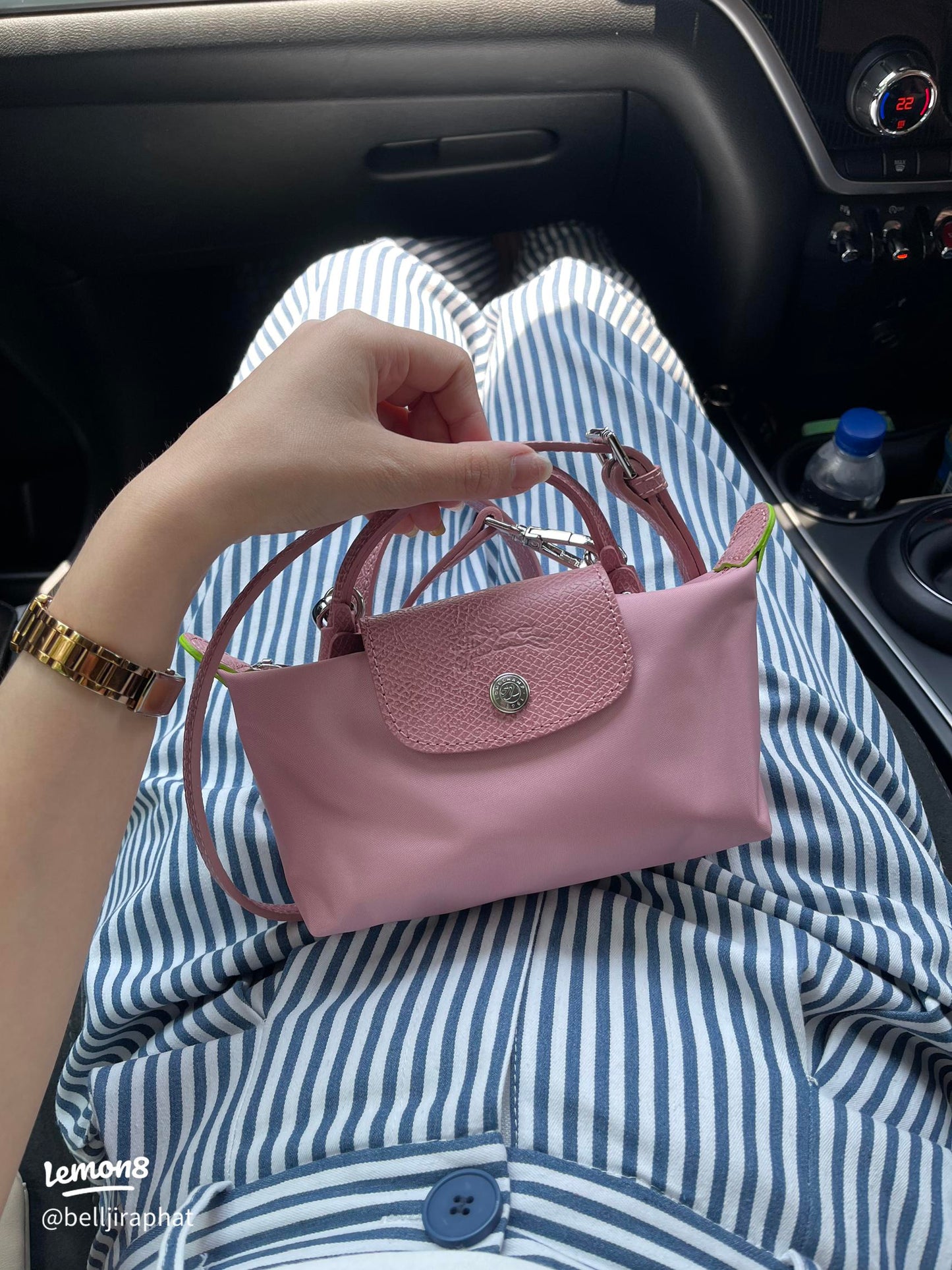 LE PLIAGE ORIGINAL POUCH WITH HANDLE PINK - Recycled Canvas