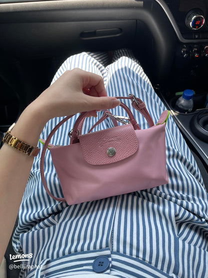 LE PLIAGE ORIGINAL POUCH WITH HANDLE PINK - Recycled Canvas