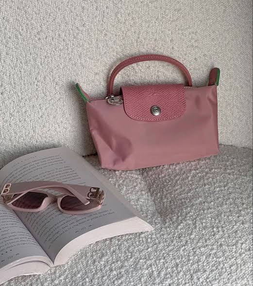 LE PLIAGE ORIGINAL POUCH WITH HANDLE PINK - Recycled Canvas