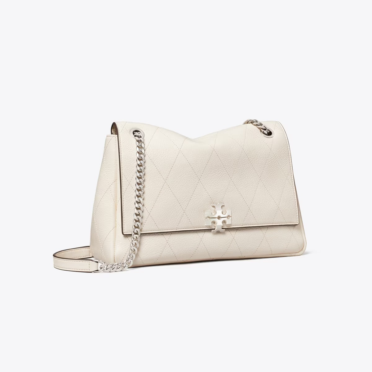 Charlie Medium Quilted Leather Shoulder Bag - White