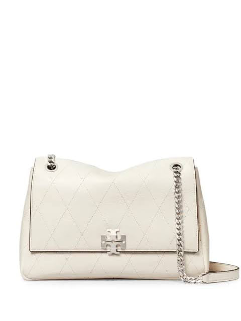 Charlie Medium Quilted Leather Shoulder Bag - White