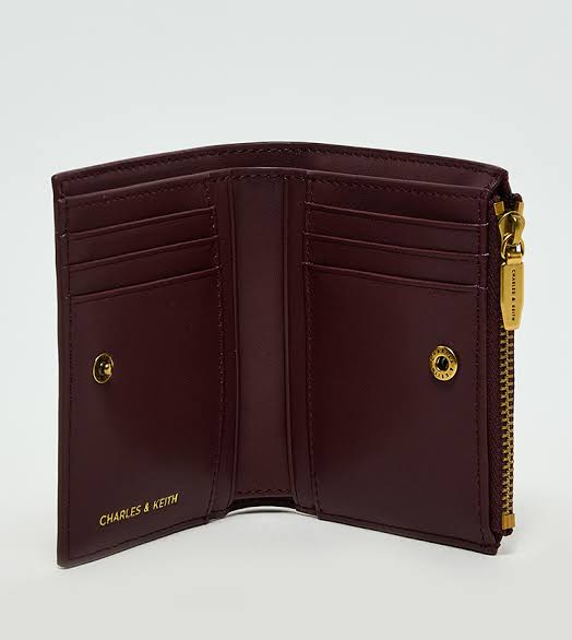 Charles & Keith Harmonee Top Zip Small Wallet - Mulberry Plum