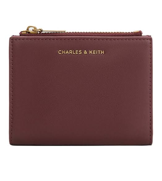 Charles & Keith Harmonee Top Zip Small Wallet - Mulberry Plum