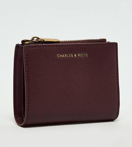 Charles & Keith Harmonee Top Zip Small Wallet - Mulberry Plum