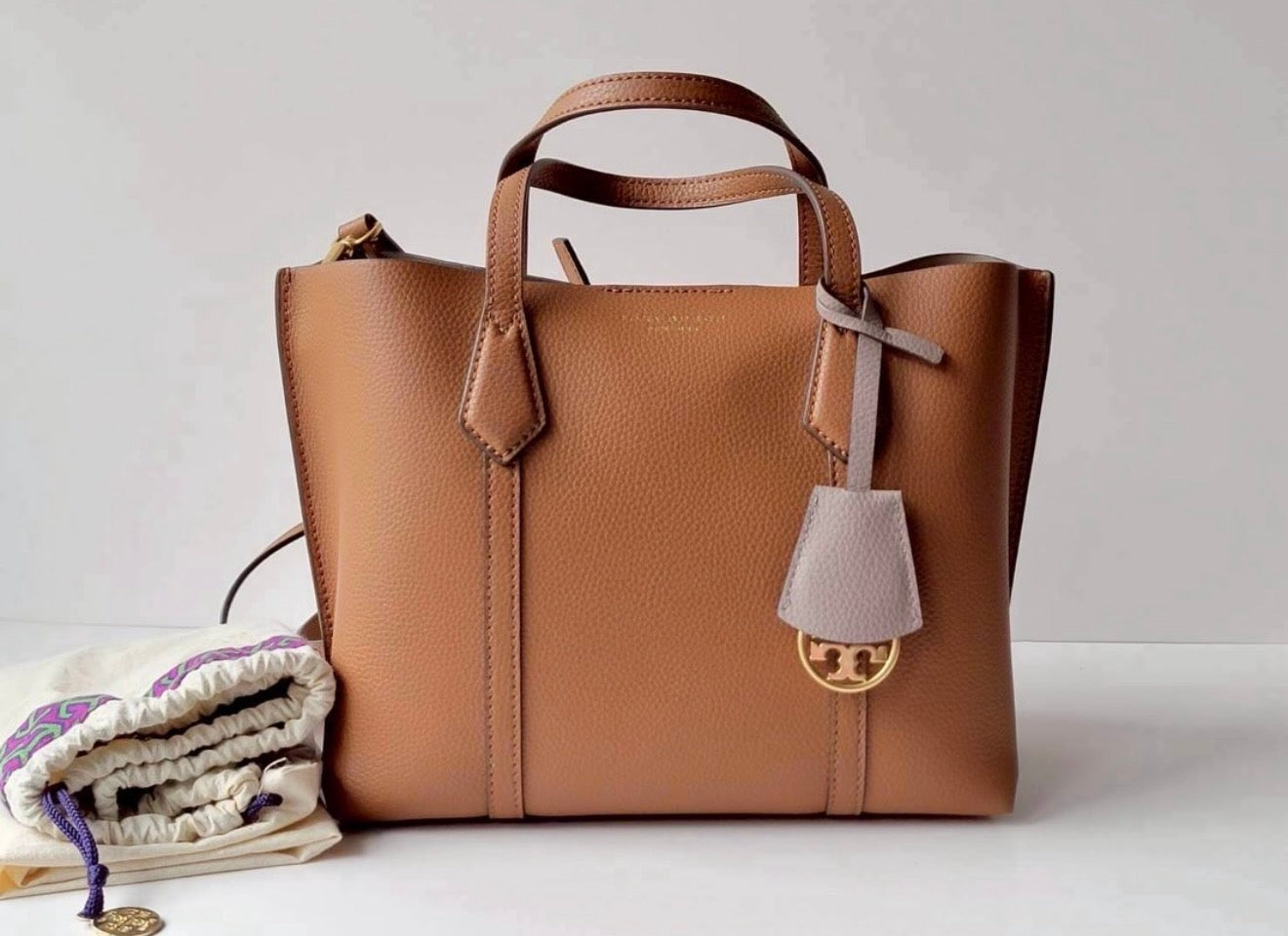 Tory Burch Small Perry Triple Compartment Tote Bag - Light Umber