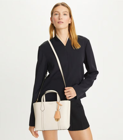 Tory Burch Small Perry Triple Compartment Tote Bag - Ivory White