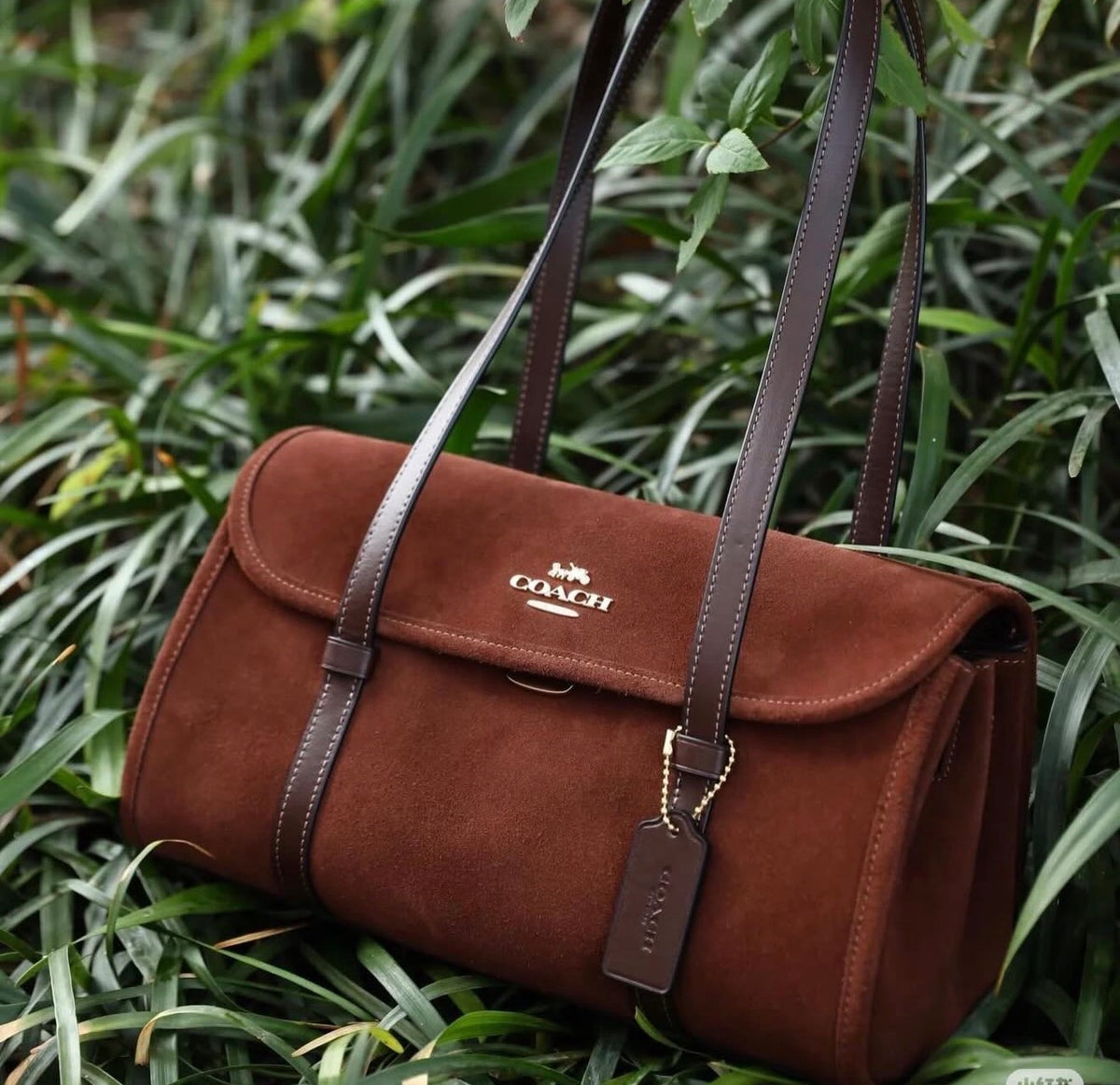 Coach Bridget Flap Shoulder Bag - Suede Brown