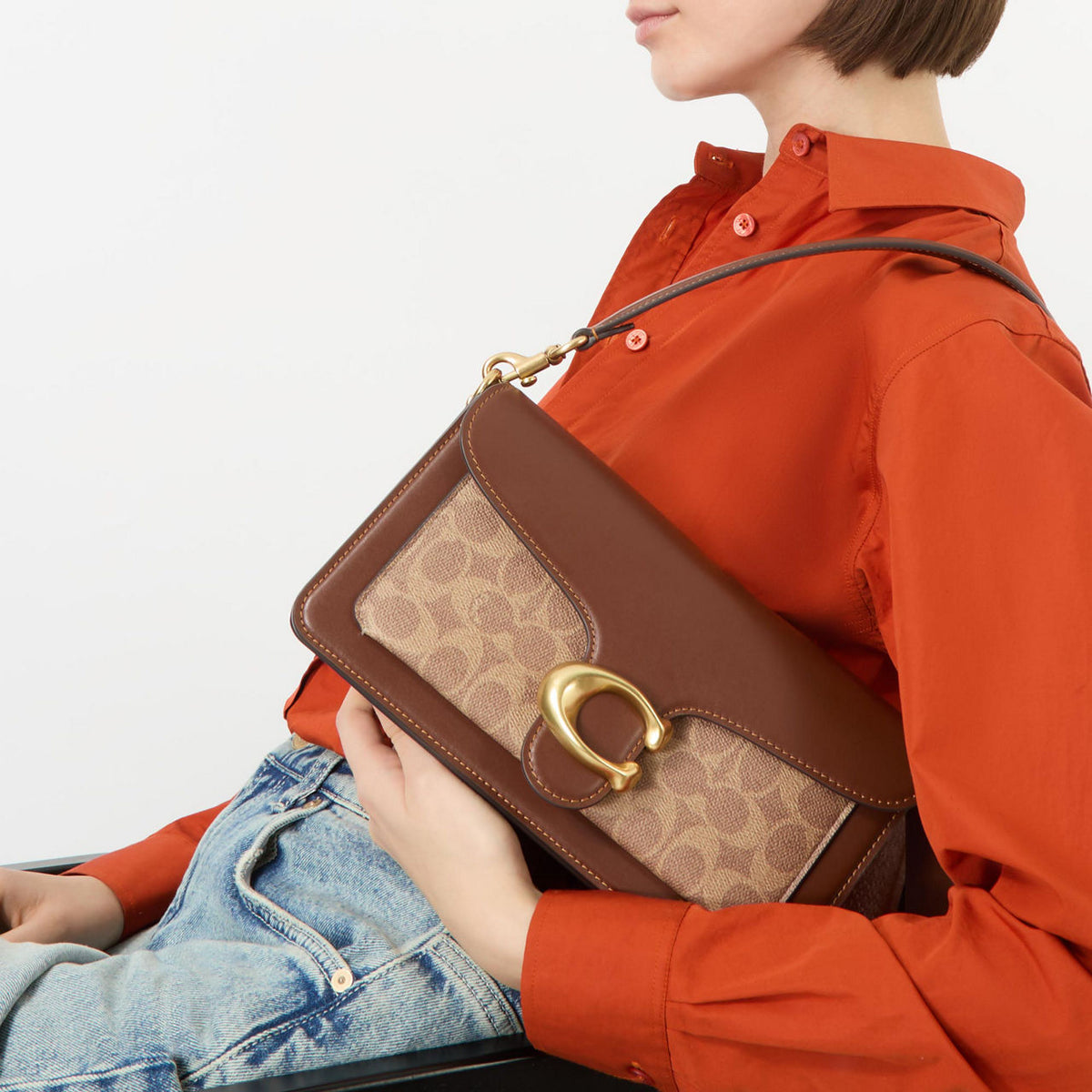 Coach Tabby 26 Signature Canvas Shoulder Bag - Brown Tan