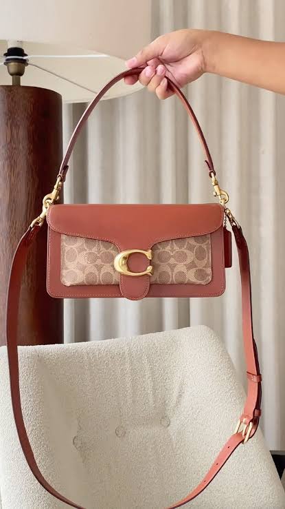 Coach Tabby 26 Signature Canvas Shoulder Bag - Tan Rust