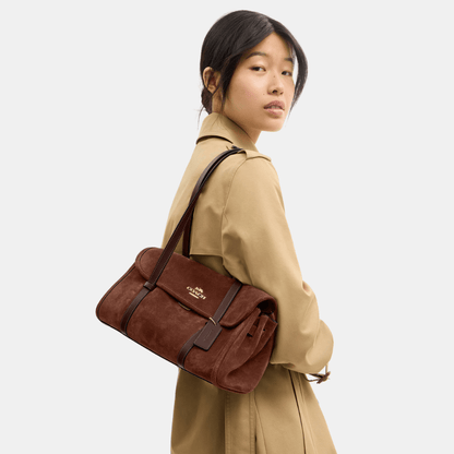 Coach Bridget Flap Shoulder Bag - Suede Brown