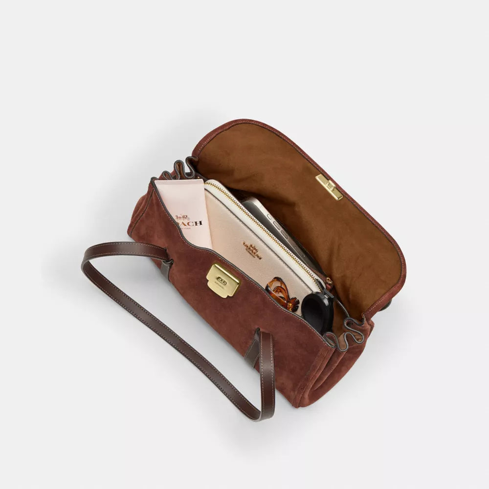 Coach Bridget Flap Shoulder Bag - Suede Brown