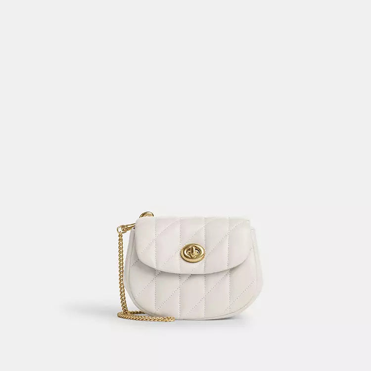 Coach Turnlock Card Case bag -Quilted White