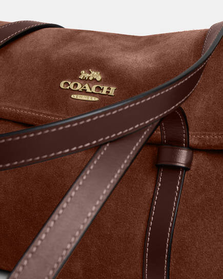 Coach Bridget Flap Shoulder Bag - Suede Brown