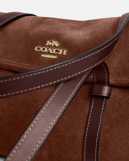 Coach Bridget Flap Shoulder Bag - Suede Brown