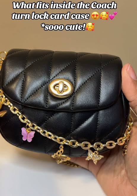 Coach Turnlock Card Case bag - Quilted Black