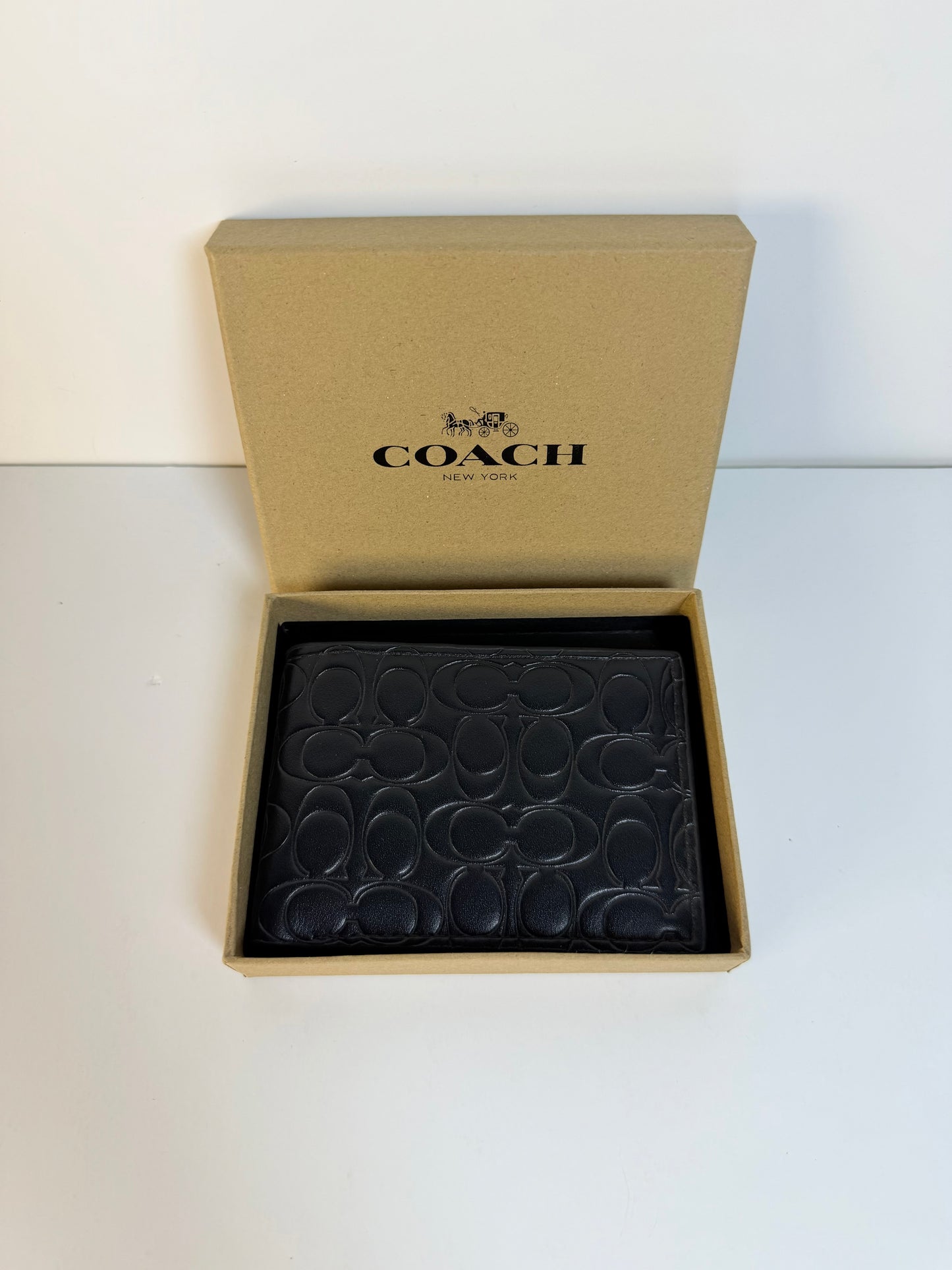 Coach Black signature Embossed Leather - Black