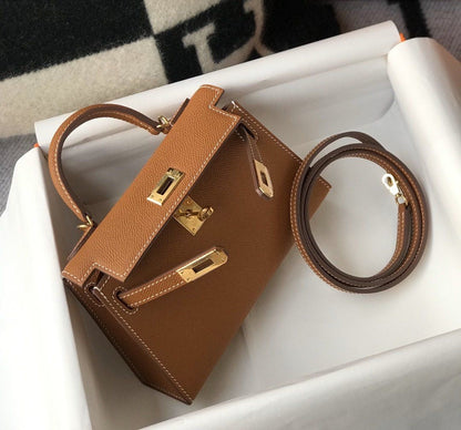 Hermes Mini Kelly Bag with complete packaging Genuine leather - Brown