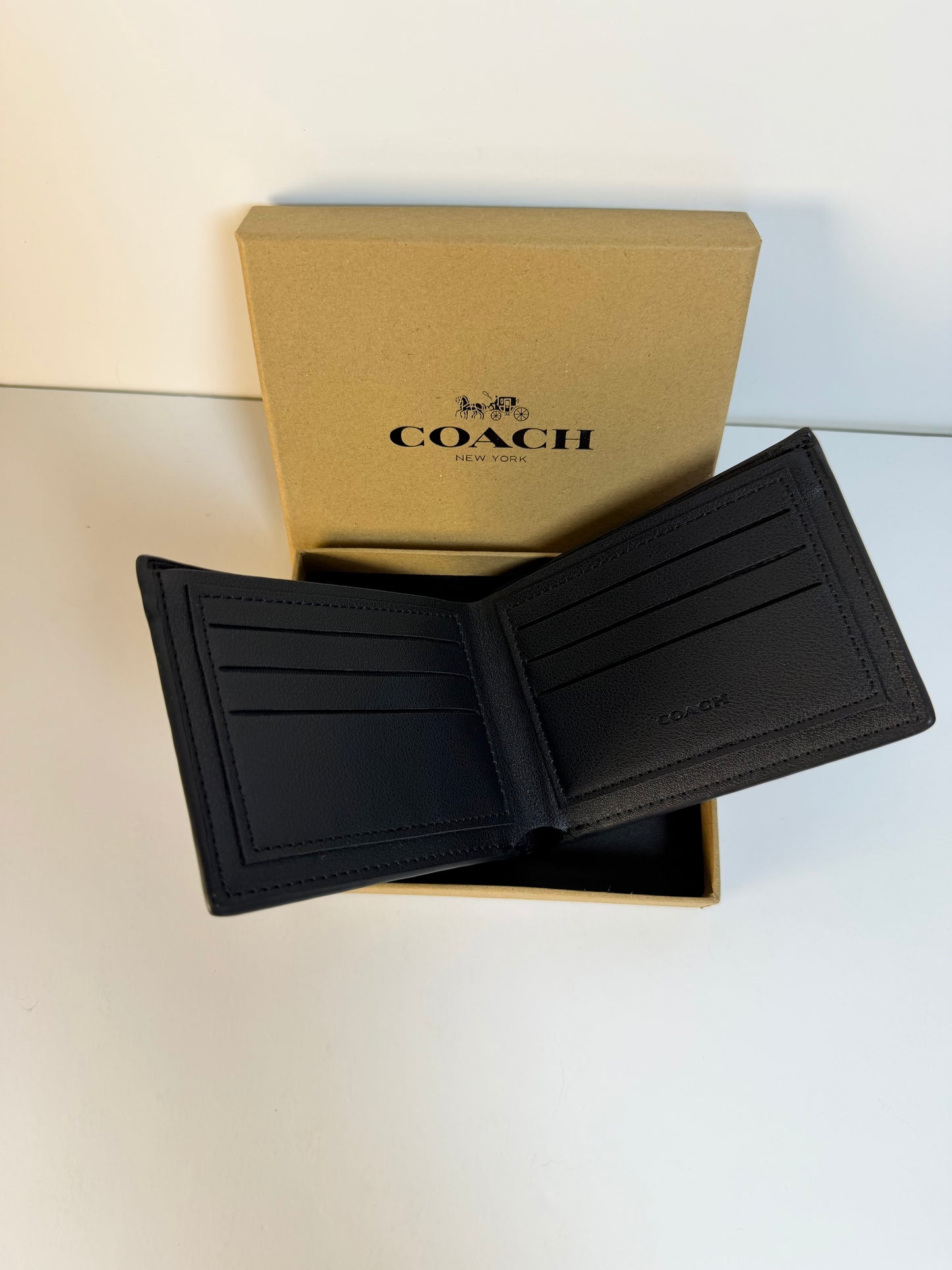 Coach Black signature Embossed Leather - Black