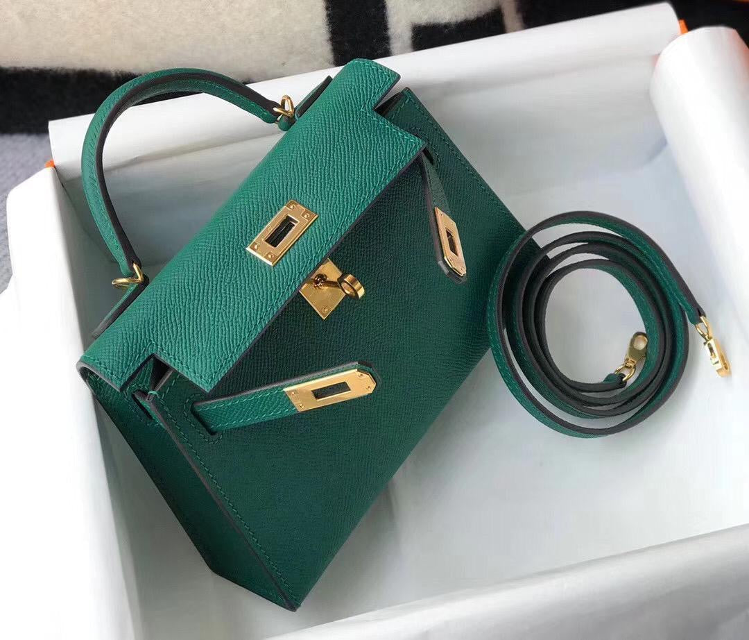 Hermes Mini Kelly Bag with complete packaging Genuine leather - Green