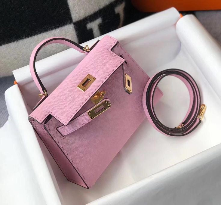 Hermes Mini Kelly Bag with complete packaging Genuine leather - Pink