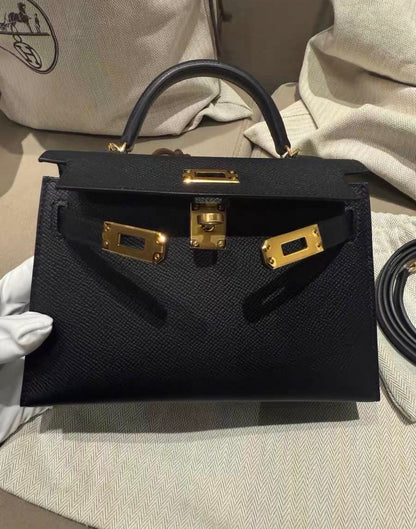 Hermes Mini Kelly Bag with complete packaging Genuine leather- Black