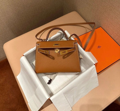 Hermes Mini Kelly Bag with complete packaging Genuine leather - Brown