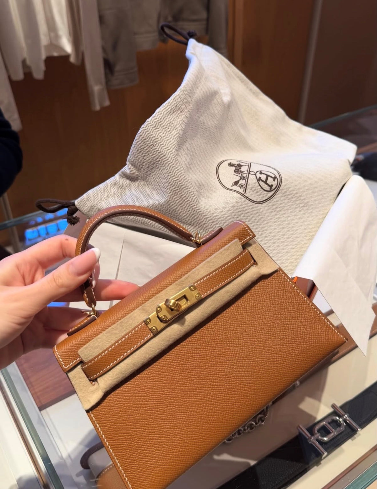 Hermes Mini Kelly Bag with complete packaging Genuine leather - Brown