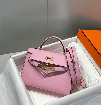Hermes Mini Kelly Bag with complete packaging Genuine leather - Pink