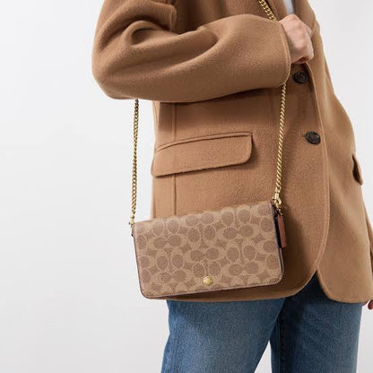 Coach Mila 2-in-1 Crossbody Bag + Cardholder - Brown Canvas Signature