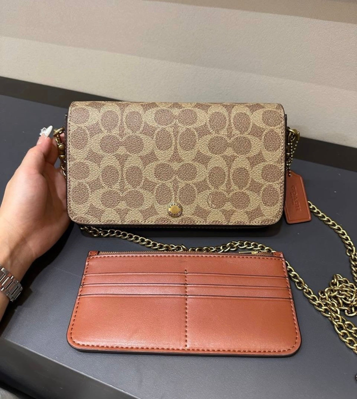 Coach Mila 2-in-1 Crossbody Bag + Cardholder - Brown Canvas Signature