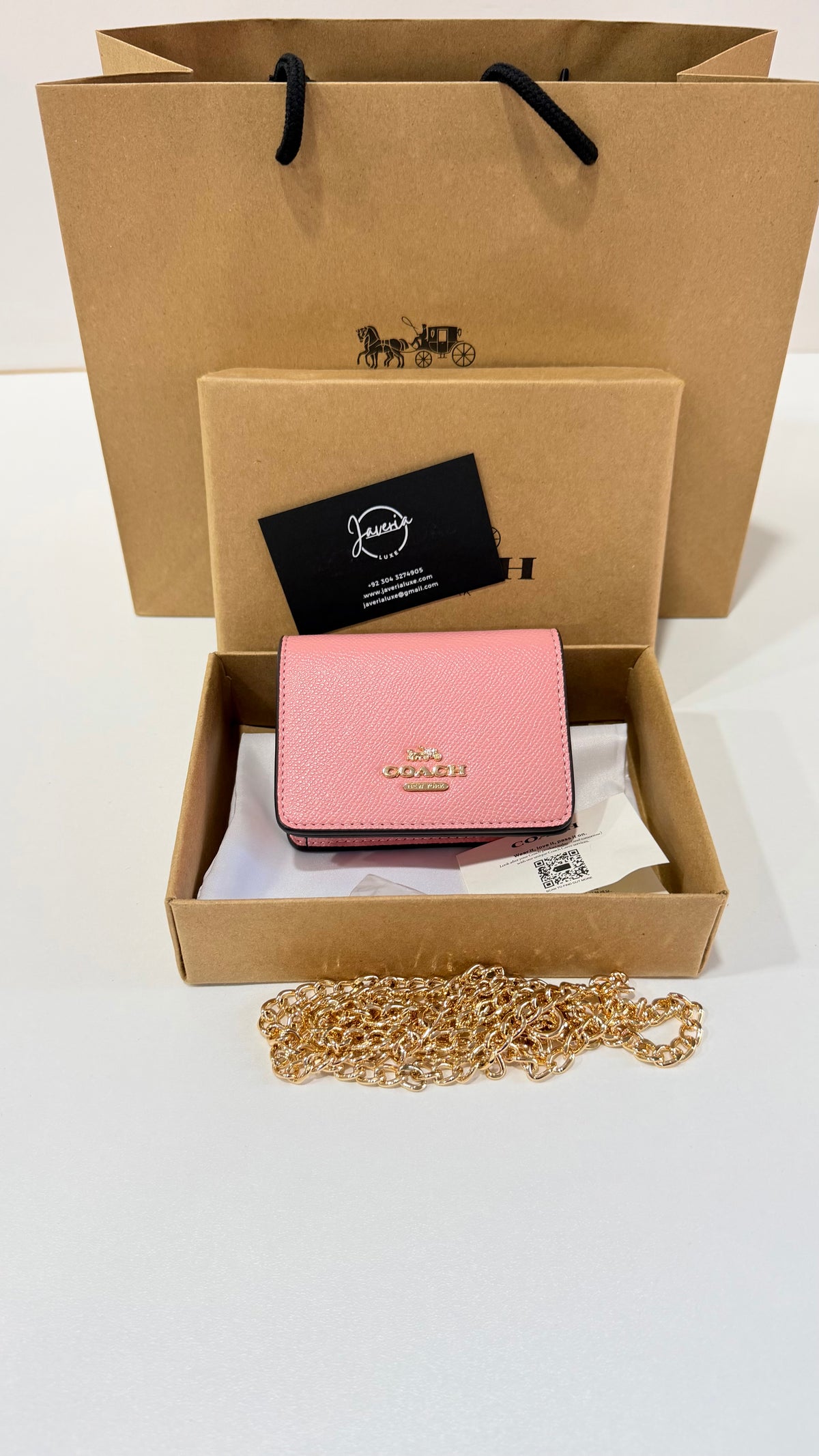 Coach Mini Wallet on a Chain - Pink