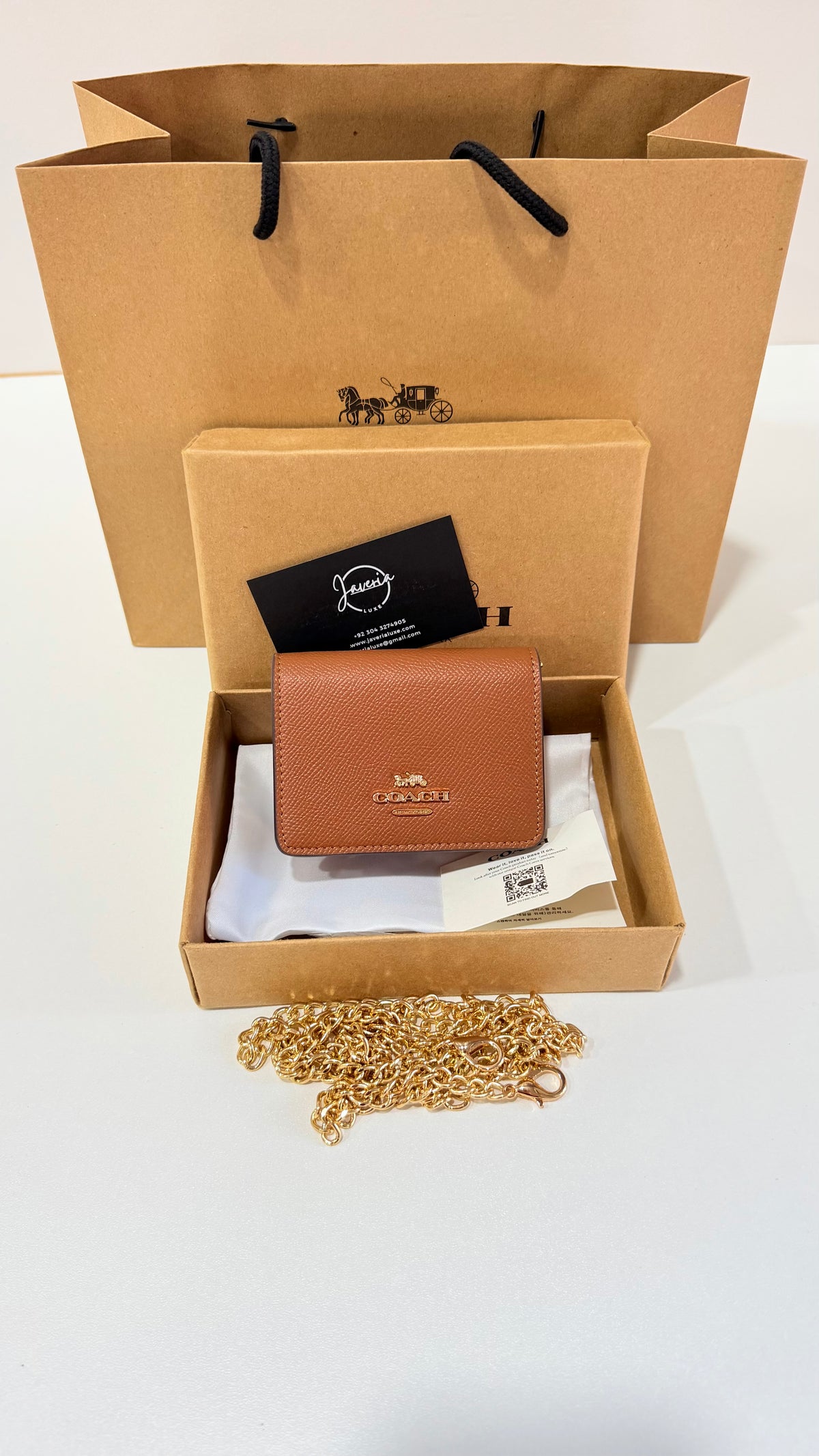 Coach Mini Wallet on a Chain - Brown