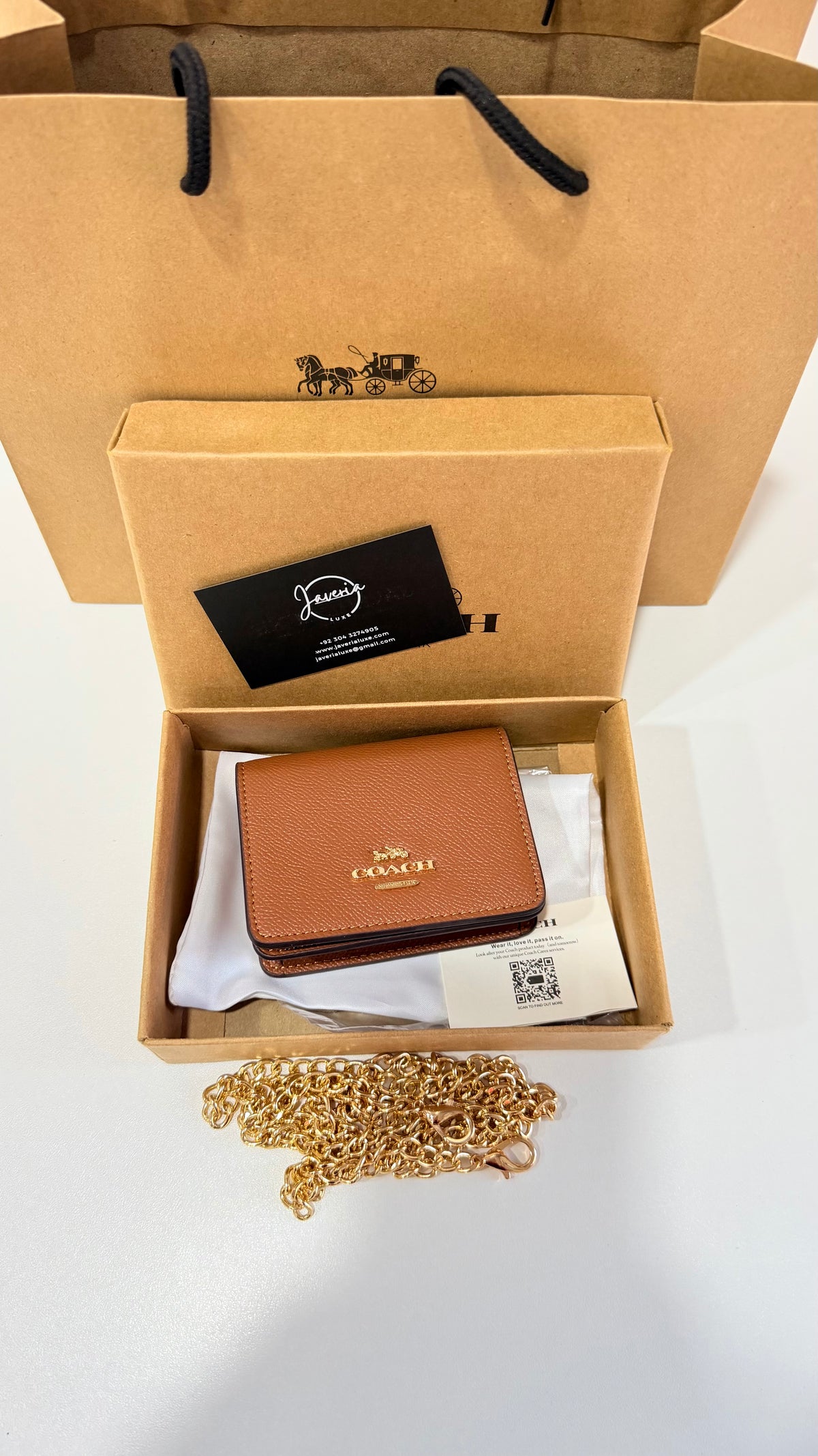 Coach Mini Wallet on a Chain - Brown