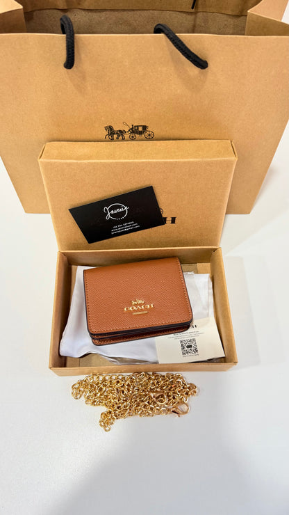 Coach Mini Wallet on a Chain - Brown