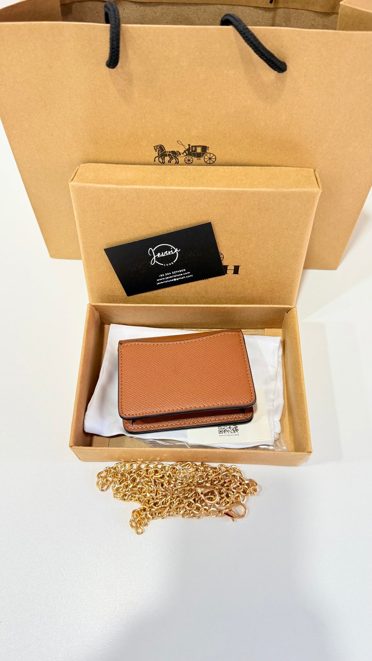 Coach Mini Wallet on a Chain - Brown
