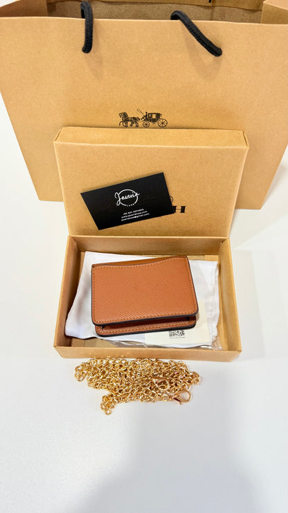 Coach Mini Wallet on a Chain - Brown