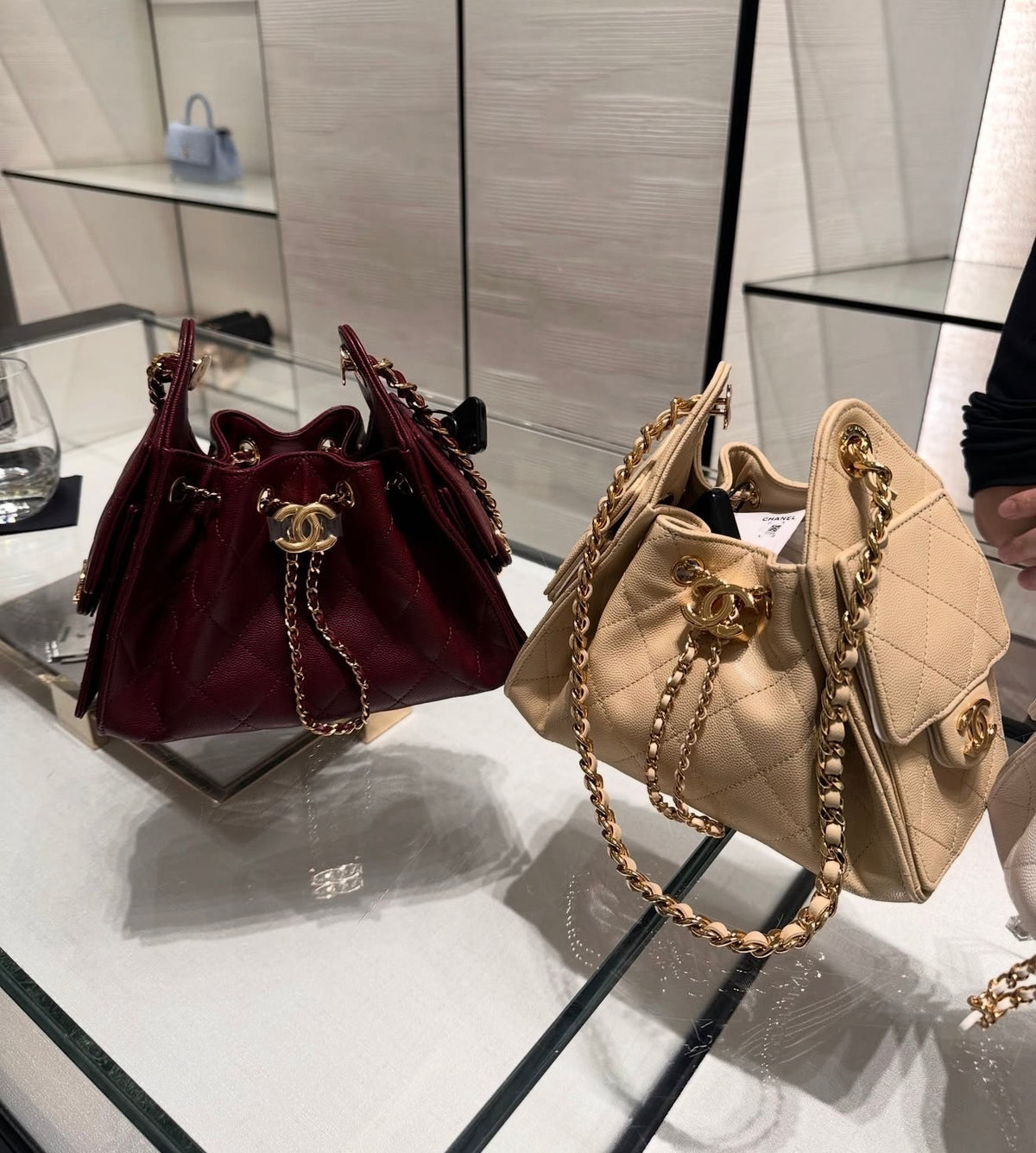 Chanel Hobo 25 Mini with Brand Box Packaging (Genuine leather) - Deep Burgundy