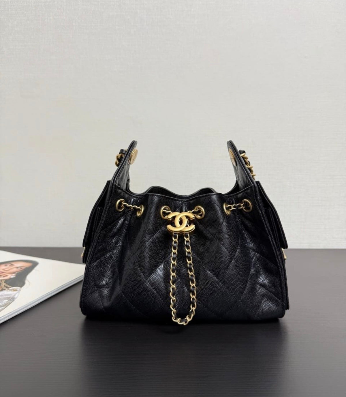 Chanel Hobo 25 Mini with Brand Box Packaging (Genuine Leather) - Black