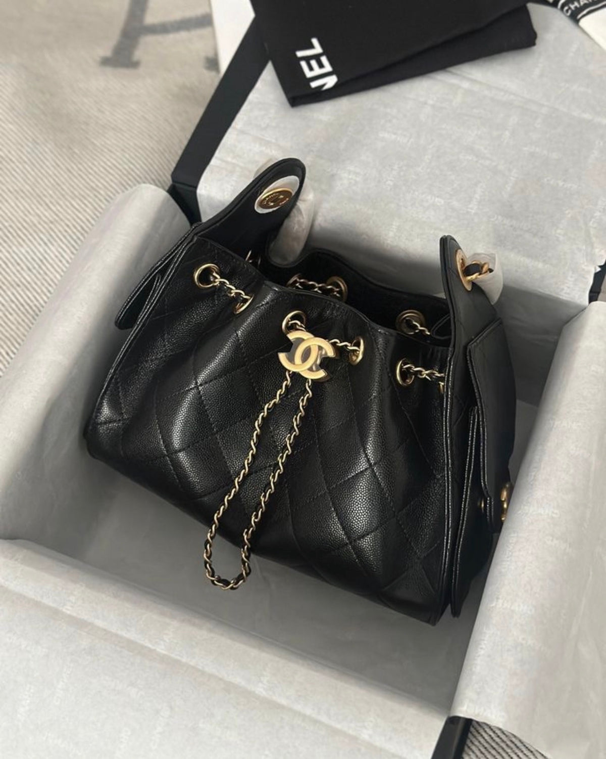 Chanel Hobo 25 Mini with Brand Box Packaging (Genuine Leather) - Black