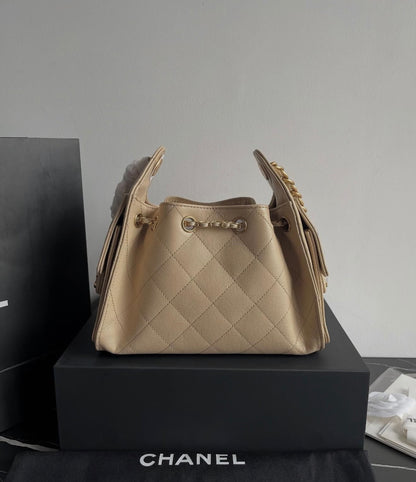Chanel Hobo 25 Mini with Brand Box Packaging (Genuine Leather) - Beige